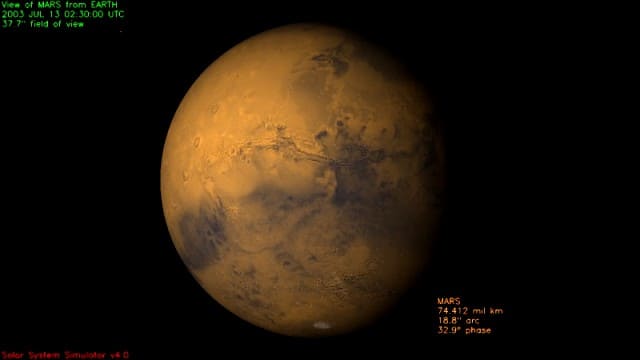 Simulation JPL MARS le 13 juillet 2003 à 01h30 UTC