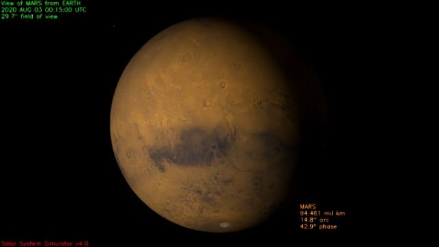 Simulation JPL MARS le 3 août 2003 à 00h15 UTC