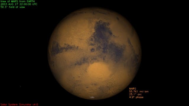 Simulation JPL MARS le 27 août 2003 à 22h00 UTC